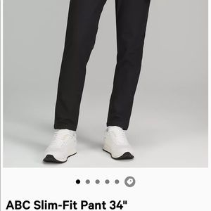 Mens Black Lululemon ABC Slim-Fit Pant 34”